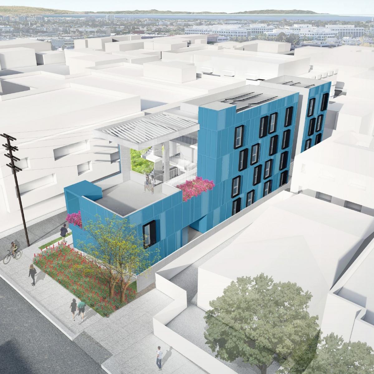 Modular affordable housing breaks at 1342 Berkeley Street in Santa